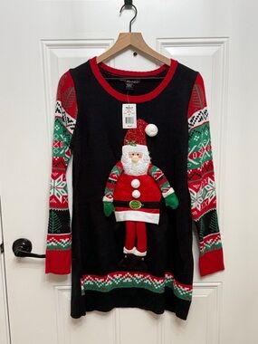 united states sweaters Black Red Green Festive Santa Knit Dress